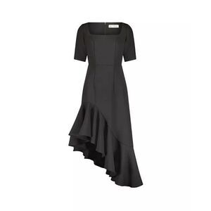 MAC DUGGAL Black Crepe 3/4 Sleeve Asymmetrical Hem Dress NEW NWT
